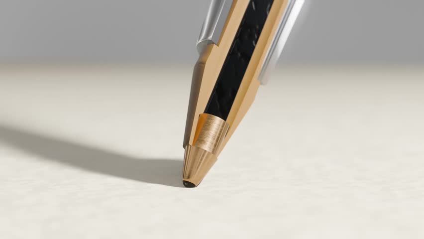 3D animation showing the inner workings of a BIC Cristal pen writing on paper