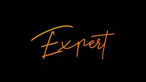Expert Animation Text with dust sprinkle particle effect. Animated Expert Handwritten , 4K Footage video.
