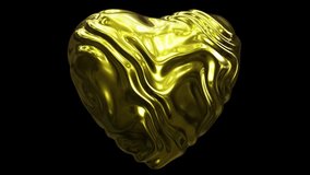 Realistic abstract looping 3D animation of the beautiful morphing and waving satin gold heart rendered in UHD with alpha matte - Powered by Shutterstock - Get 15% off with code: PIKWIZARD15