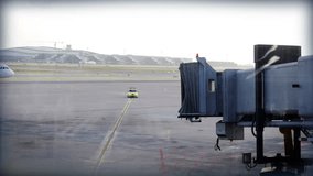 stop motion of an airplane arriving in barcelona airport