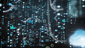 Network grid of files and folders with futuristic software interface digital document management system, store, cloud computing, animation on black background - Powered by Shutterstock - Get 15% off with code: PIKWIZARD15