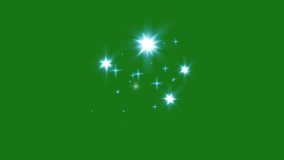 Animation of rotating stars with green screen background. Rotating light with greenscreen background.