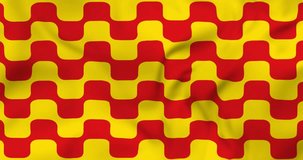 Waving flag of Tarragona city in Spain. Loopable animation in 4k resolution video.