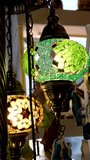 Traditional Ottoman Mosaic Lamps Video, Eminonu Istanbul, Turkiye. High quality 4k footage