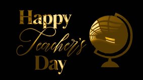 Happy Teacher's Day golden shine text and globe animation video - Powered by Shutterstock - Get 15% off with code: PIKWIZARD15