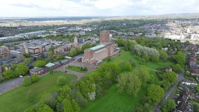 An Aerial video of the Guildford Cathedral in Surrey in 4k