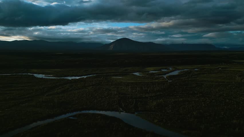 Aerial drone view of a vast and spectacular wilderness, Haines Junction, Yukon
