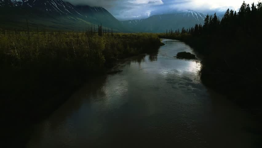 Aerial drone view of a vast and spectacular wilderness, Haines Junction, Yukon