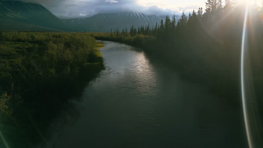 Aerial drone view of a vast and spectacular wilderness, Haines Junction, Yukon
