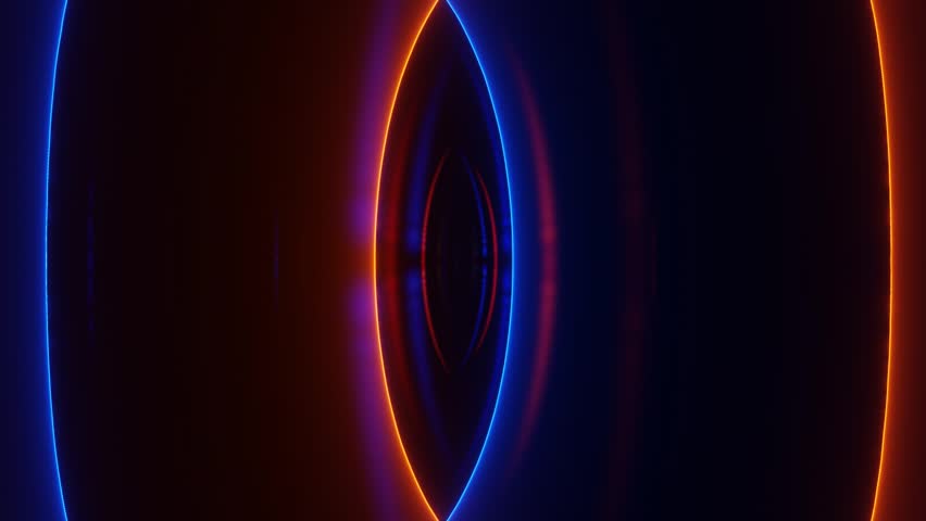 3D render abstraction rotating neon rings