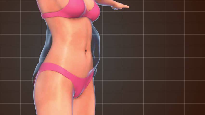 Reducing female body obesity 3d animation
