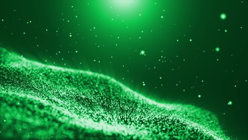 Green glittering particle wave flow background. Abstract futuristic wave background. Abstract particle technology background. Seamless loop  Royalty-Free Stock Footage #3493986025