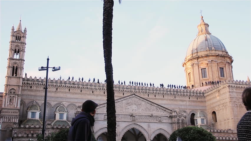 View of Palermo Cathedral (Metropolitan Cathedral of the Assumption of Virgin Mary), Sicily, Italy.  