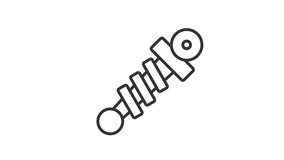 Animated shock absorber icon. Spring motion line animation. Vehicle suspension. Car part. Auto maintenance. Black illustration on white background. HD video with alpha channel. Motion graphic