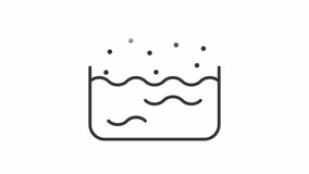 Evaporation line animation. Rainwater reservoir animated icon. Water condensation, distillation. Drain system. Black illustration on white background. HD video with alpha channel. Motion graphic