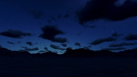 Mountain landscape at night, timelapse clouds