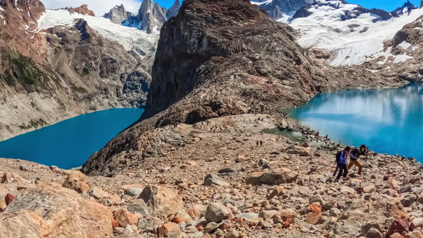 Timelapse of Mount Fitz Roy with Laguna de los Tres in El Chalten, Patagonia Argentina, South America.