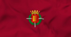 Waving flag of Valladolid city in Spain. Loopable animation in 4k resolution video.