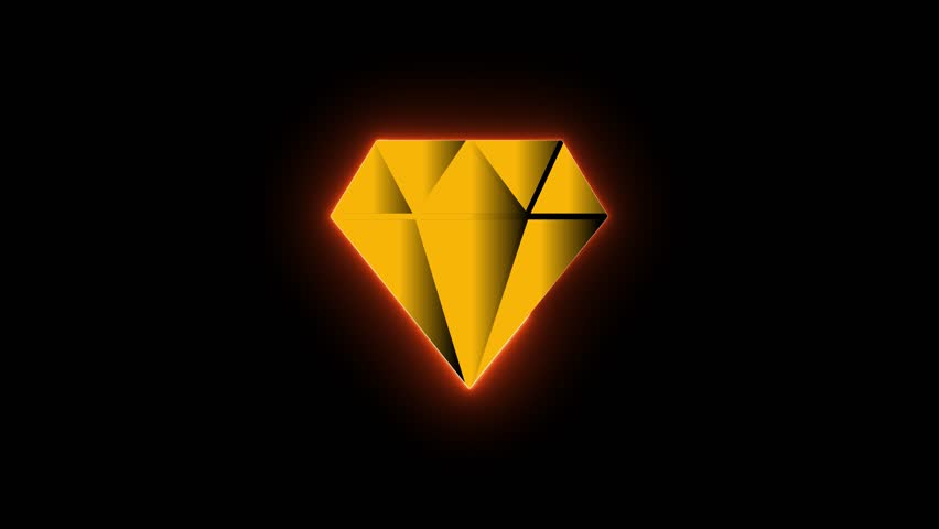 Diamond yellow glowing neon ui ux icon. Glowing sign logo vector