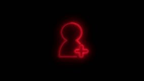 neon line Create account screen icon isolated on black background. 4K Video motion graphic animation.