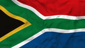 South Africa National Flag - 4K seamless loop animation of the South African flag. Highly detailed realistic 3D rendering