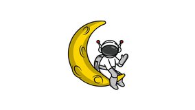 astronaut and moon icon animation video for aerospace concept , isolated astronomy sign and symbol 2d looped animated footage motion graphic design