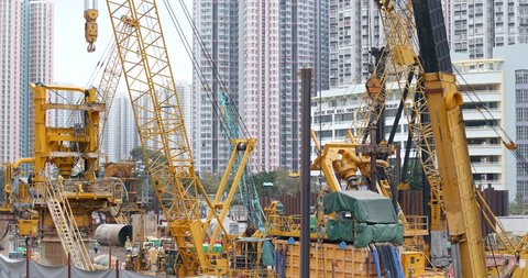 Tin Tsui Wai, Hong Kong, 10 January 2018:- Construction site in Hong Kong city 