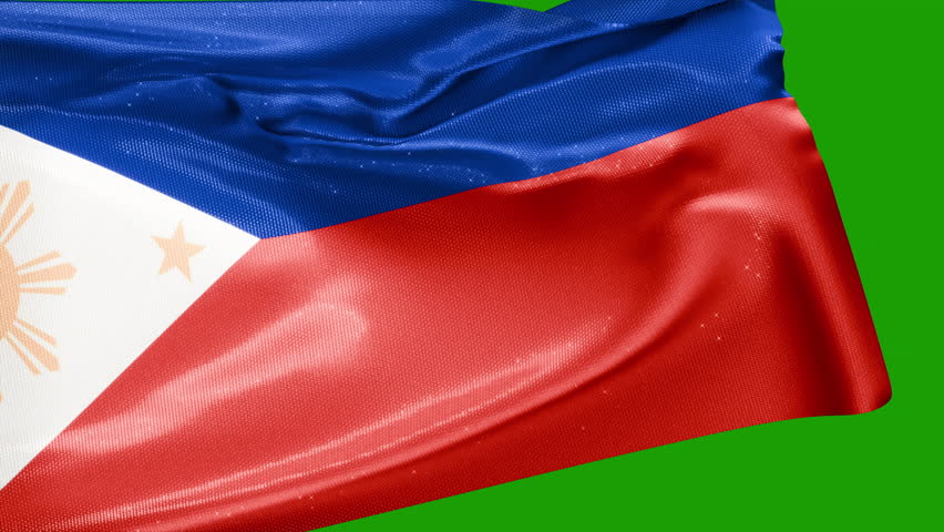 The national flag of the Philippines waving transition 4K animation over an easily keyable background. Green screen and luma matte.	
