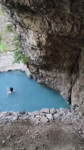 Stream of hot sulfuric water in the thermal baths of Permet Albania