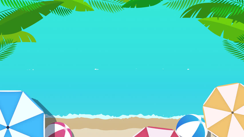 Summer beach background loop video illustration animation Royalty-Free Stock Footage #3494555005