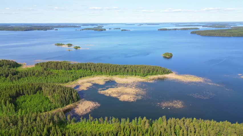 Breathtaking lake landscape in Finland. Finnish lakeland during summer.