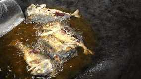 Thai mackerel fried, HD slow motion
