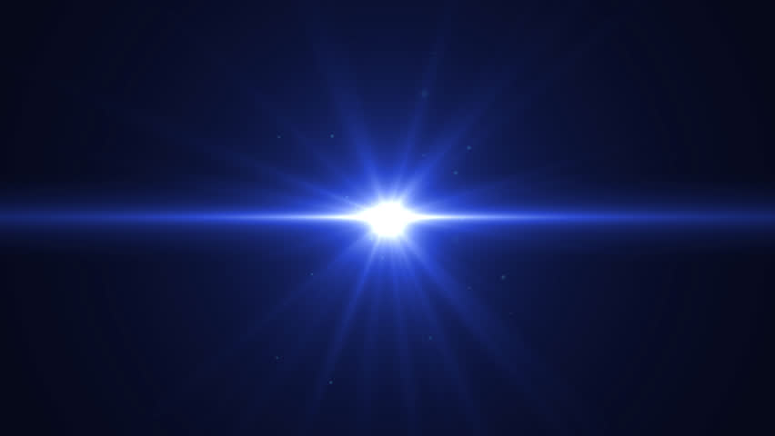 The Big Bang. Abstract rotating blue center optical lens flares shiny animation. 4K flares lamp rays dynamic effect element. Perfect fit for title, trailer or overlay.