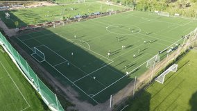Aerial video of football sports fields in Tordera Catalonia