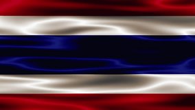 Flag of Thailand waving on a loopable 4K animation. Thailand flag video waving in wind. Realistic Thai Flag background. Thailand Flag Looping Closeup. Thai national Sign.