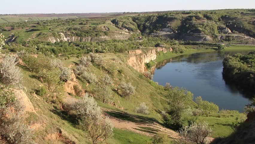A river running through a canyon