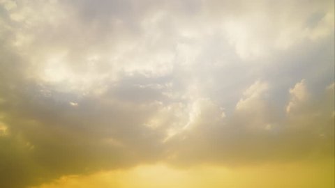Time lapse of clouds over golden sky at sunset, Clouds moving on orange sky Background, Clouds at sunset, Cloudy day