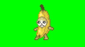 banana cat crying, Pixel art meme animation