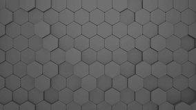 Animation abstract background hexagon gray color 4k video