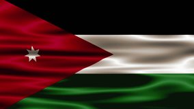 Flag of Jordan waving on a loopable 4K animation. Jordan flag video waving in wind. Realistic Jordanian Flag background. Jordan Flag Looping Closeup. Jordanian national Sign.