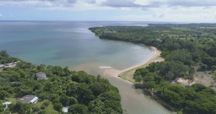 drone video of an estuary in the north of Mauritius