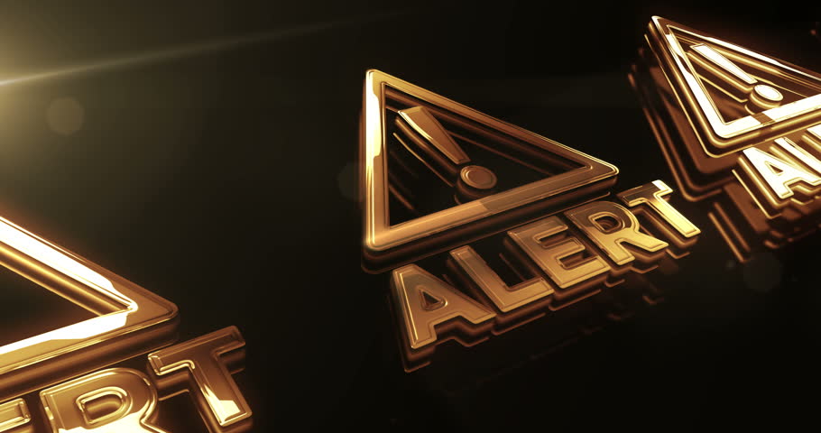 Alert warning exclamation mark golden metal shine symbol concept. Spectacular glowing and reflection light icon abstract. Seamless and looped 3d animation. Royalty-Free Stock Footage #3495514817