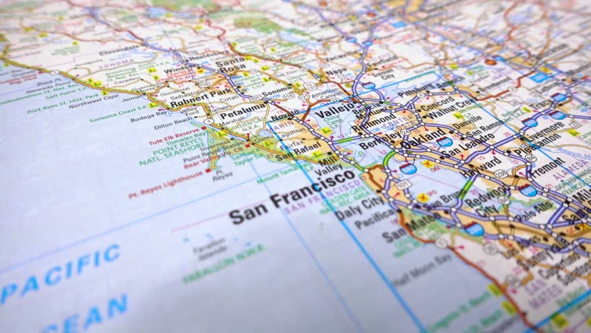 San Francisco on map background
