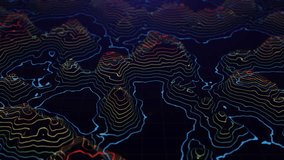 Topographic map with valleys and mountains. Seamless 3d animation of geographic contour map. Digital landscape. - Powered by Shutterstock - Get 15% off with code: PIKWIZARD15