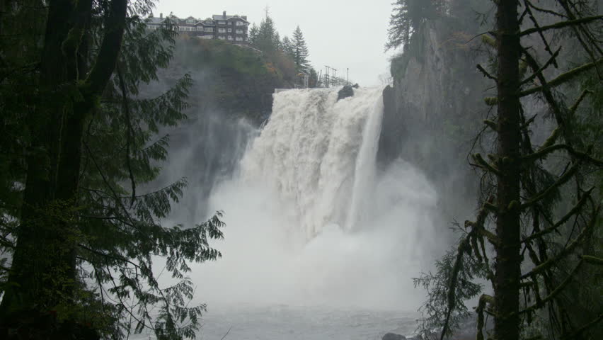 Washington Waterfall Snoqualmie Falls Slow Motion Gimbal Footage