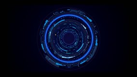 Technology HUD circle spinning element. Futuristic geometric shape rotating and communication display for game, infographic, business 4K motion - Powered by Shutterstock - Get 15% off with code: PIKWIZARD15