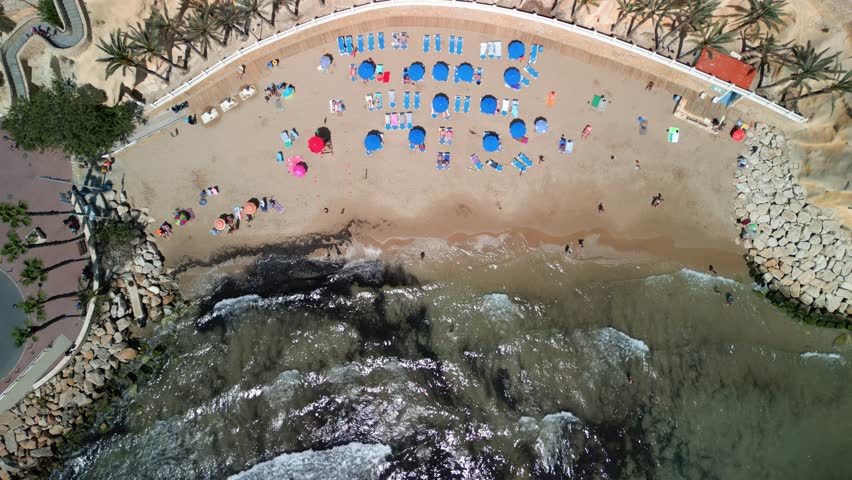 Aerial view of the beach in Benidorm Spain