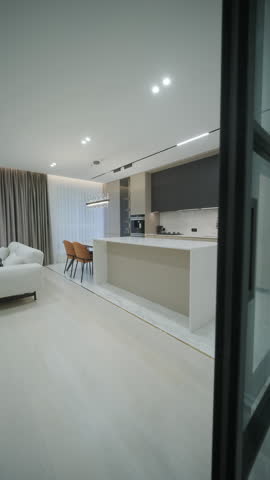 Modern Kitchen Interior with Integrated Living Space