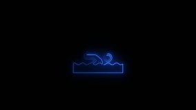 neon line swimming 2d animated outline icon. swimming line icon 4k video motion design graphics.