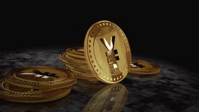 Yen Yuan cryptocurrency golden coin turning. camera rotates around the 3D metal glow coins. Fintech, online payment and digital transaction abstract concept. - Powered by Shutterstock - Get 15% off with code: PIKWIZARD15
